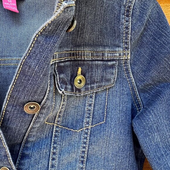 Children’s Place Dark Blue Button Up Denim Girls Jean Jacket Size 16 - Picture 5 of 12